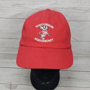 Vintage Wisconsin Badgers Agronomy Red Strapback Hat Adjustable Dad Hat